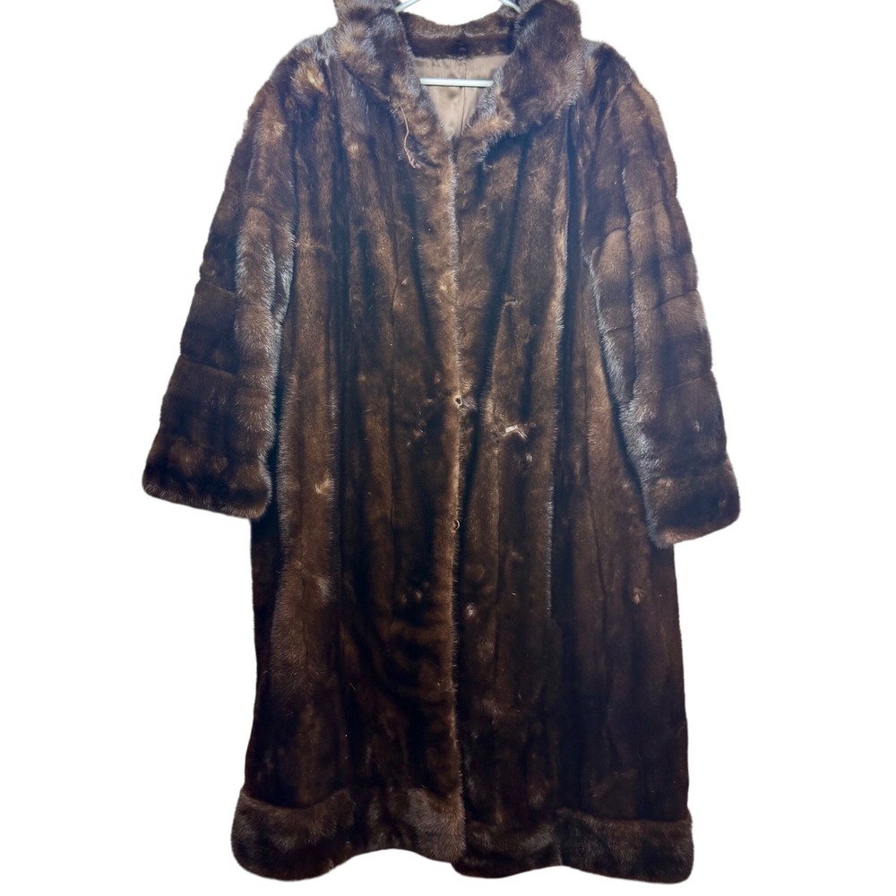 Vintage Roberto Tomas Mink Fur Coat Full Length Chocolate Brown Luxury Sz Medium